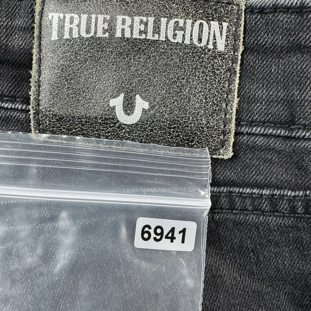 True Religion Mick Slouchy Skinny Distressed Moto Mens Stretch Jeans Black 34X31